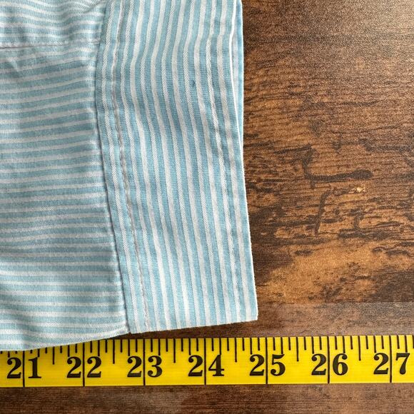 Jones New York Button Down Shirt Large Blue White Stripe Beachy Preppy Coastal - Picture 5 of 8